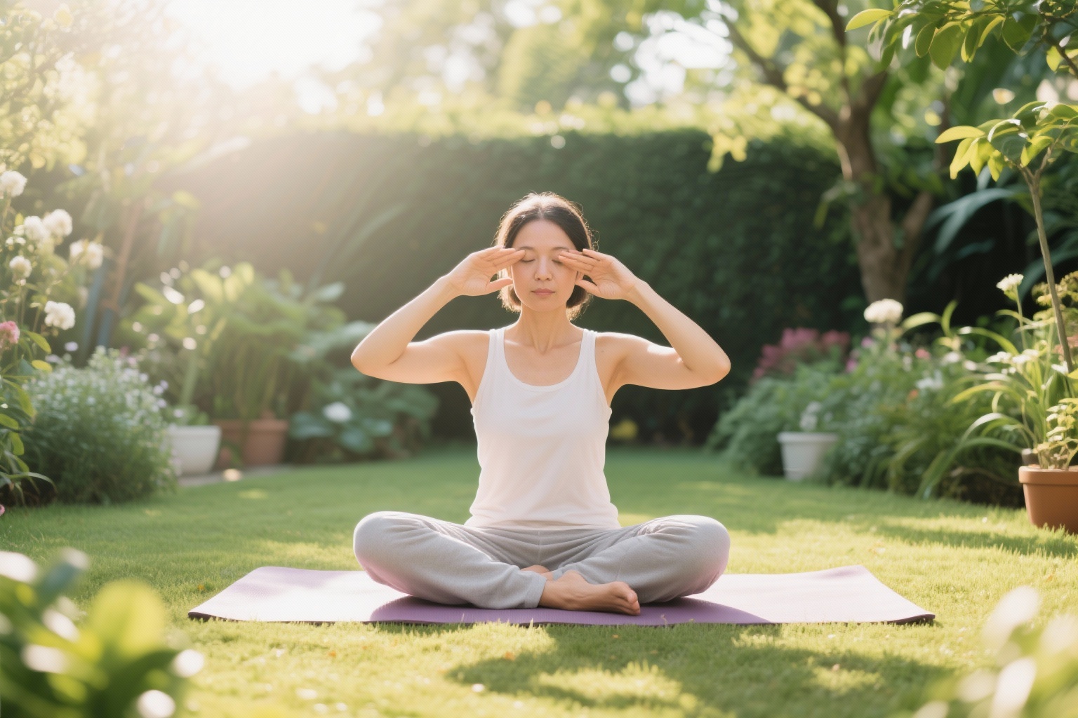 Йога для глаз в саду